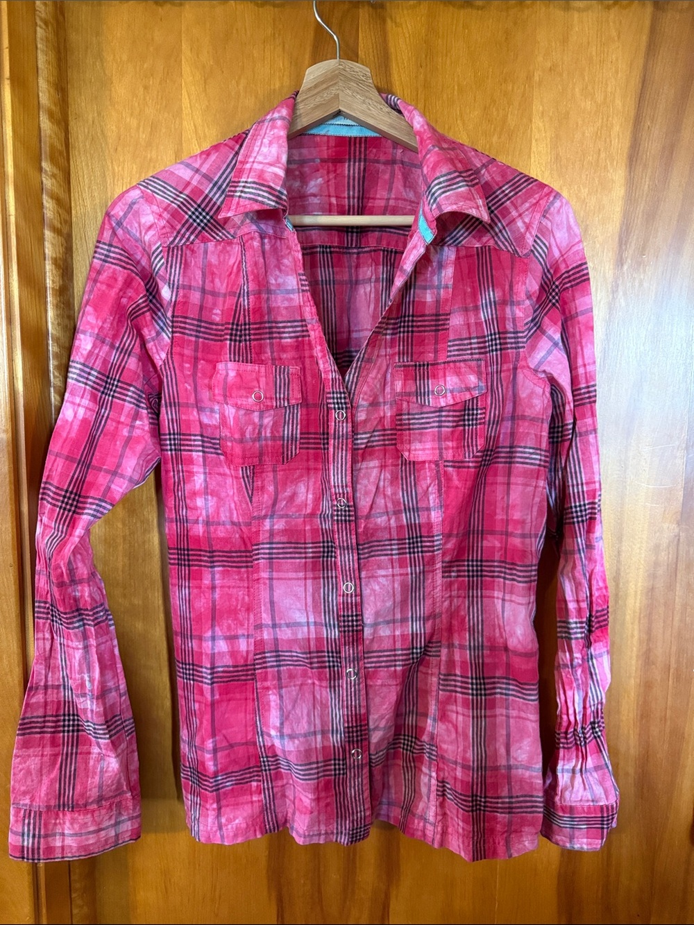 Maurices Pink Plaid Button-Down Shirt